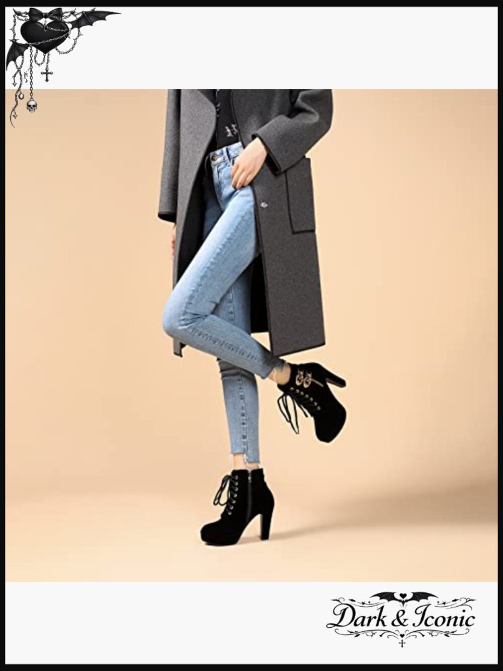 Suede Platform Ankle Boots with Chunky Heel, Lace-Up Closure - Picture 3 of 7
